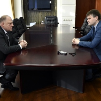 Сергей Голубев провел рабочую встречу с руководителем Управления федерального казначейства по Тверской области Алексеем Солодовым